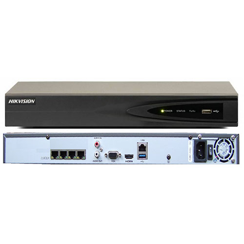 DS-7604NI-K14p 4 Channel POE, 25 Mbps Max Input, 1 SATA - Image 1